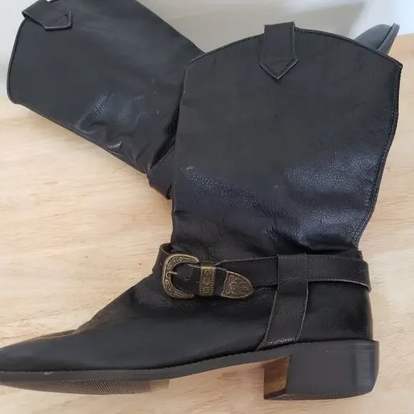 Vintage Glace'e Genuine Leather Western Boots Low Shaft Cowboy Boot Size 8 - Picture 7 of 11